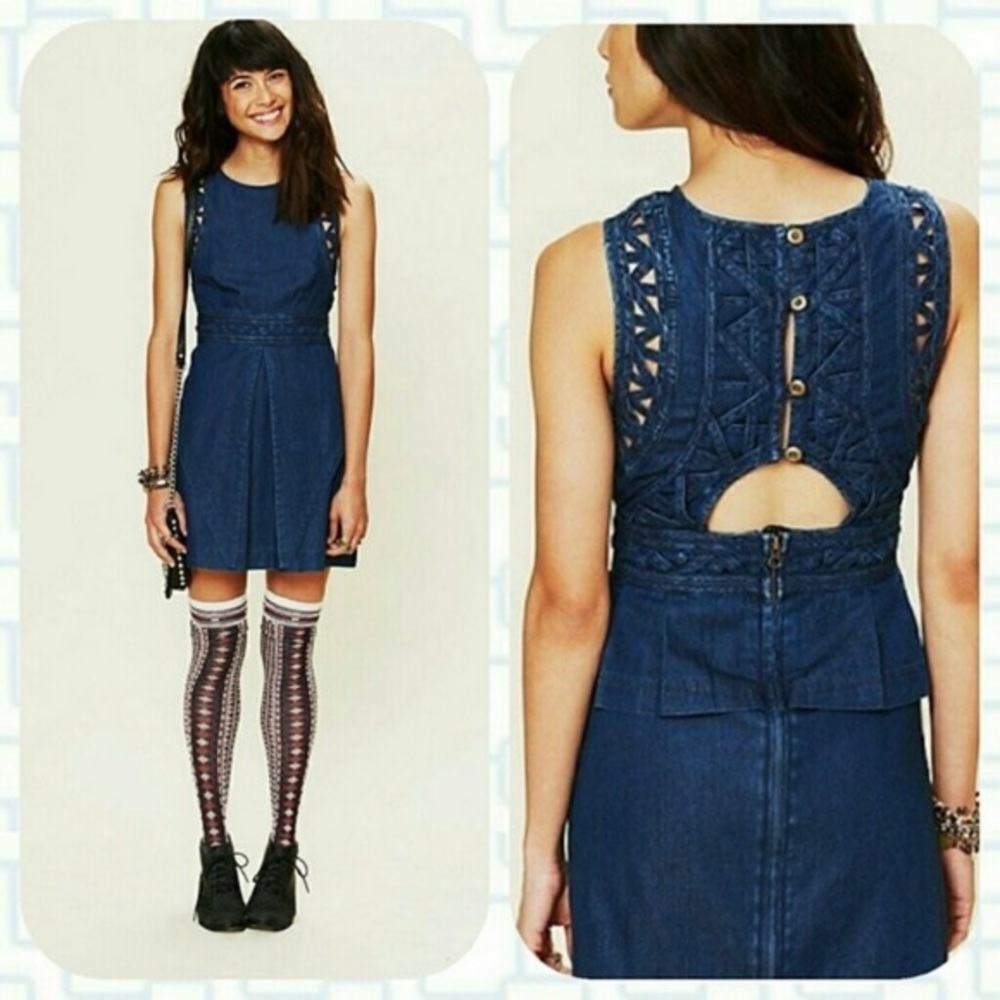Free People Highlander Denim Mini Dress (size 4)
